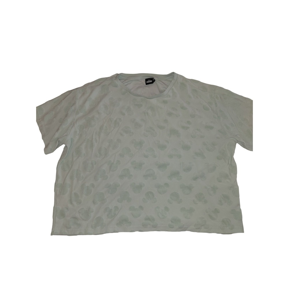 Disney Mickey Mouse Mint Green Embossed Silhouette Short Sleeve T-Shirt Women XL